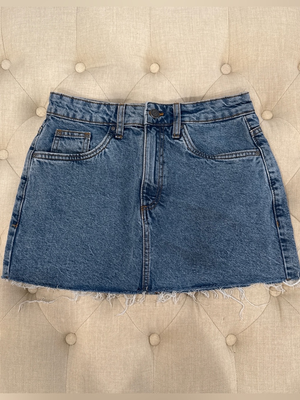 Cotton On Blue Denim Mini Skirt with Raw Hem